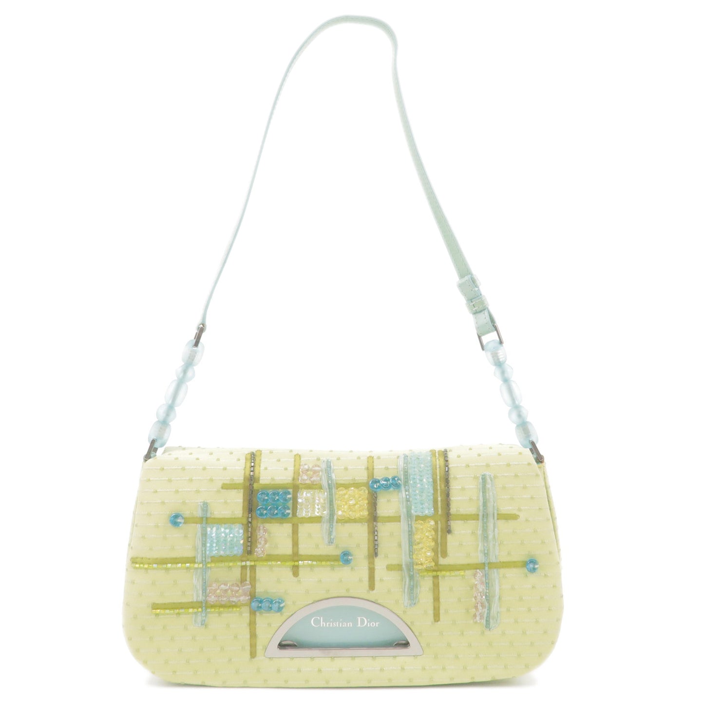 Christian-Dior-Maris-Pearl-Nylon-Enamel-Embroidery-Shoulder-Bag