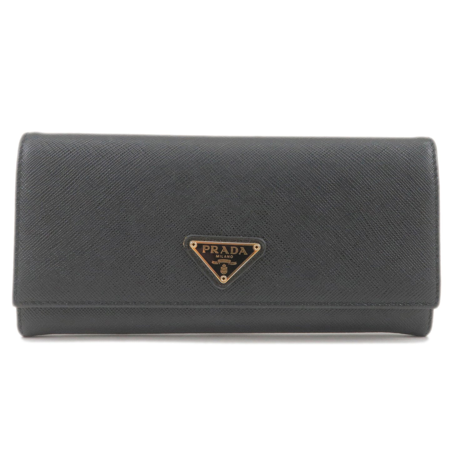 PRADA-PRADA-Logo-Leather-Bi-Fold-Long-Wallet-Black-1M1132