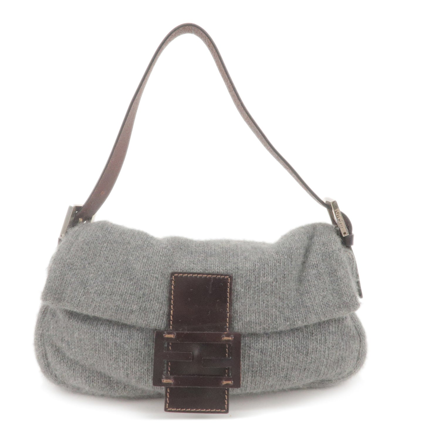 FENDI-Mamma-Baguette-Knit-Leather-Shoulder-Bag-Gray-26424
