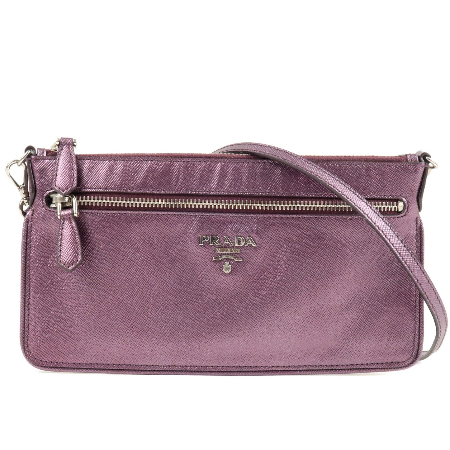 Prada-Leather-2-Way-Shoulder-Bag-Pouch-Purple