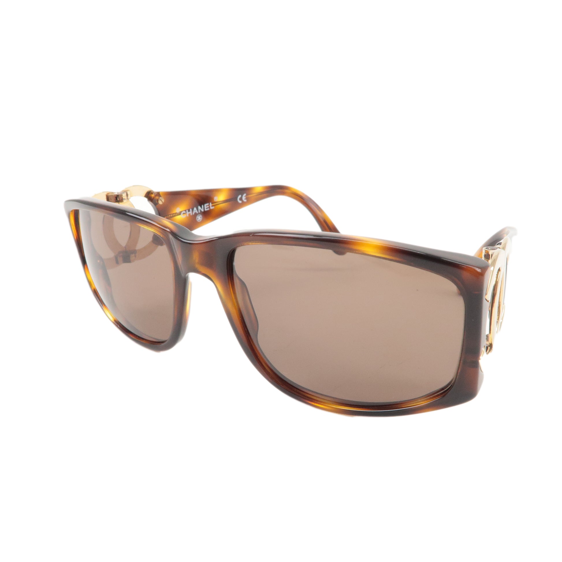 CHANEL-Coco-Mark-Plastic-Metal-Tortoise-shell-Tone-Sunglasses –  dct-ep_vintage luxury Store