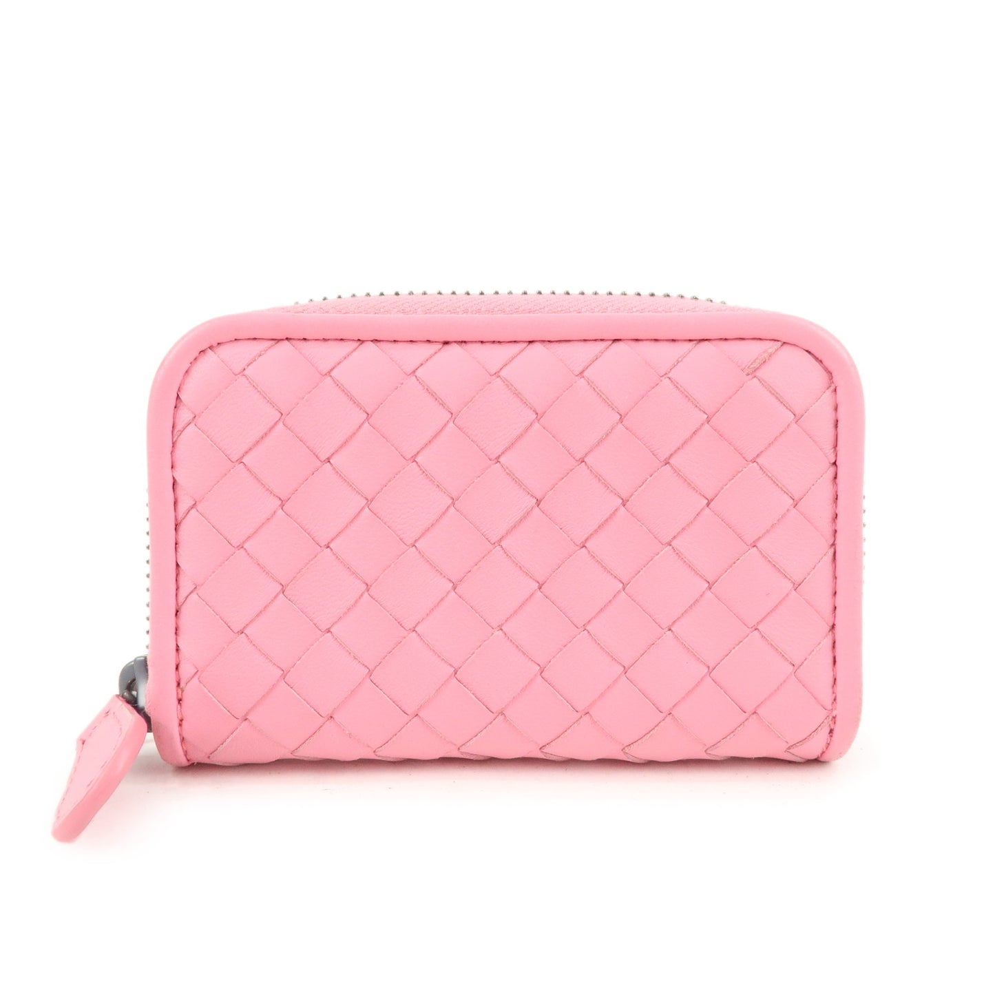 BOTTEGA-VENETA-Intrecciato-Leather-Round-Zippy-Coin-Case-Pink