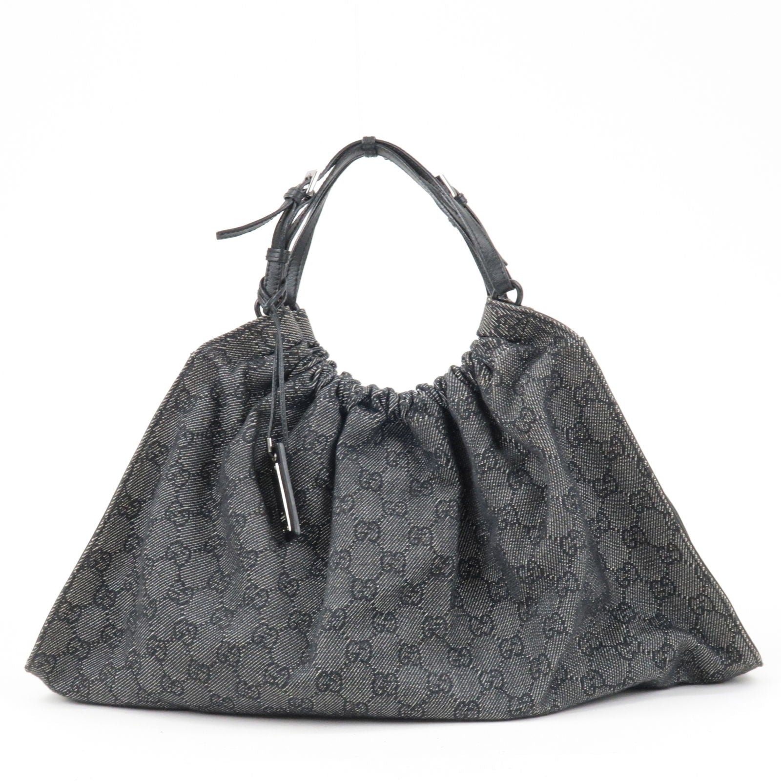 GUCCI-GG-Canvas-Leather-Hand-Bag-Purse-Black-76554 – dct 