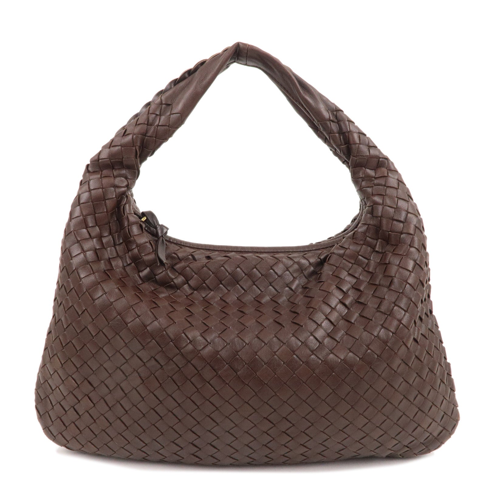 BOTTEGA-VENETA-Intrecciato-Leather-Shoulder-Bag-Brown-115653