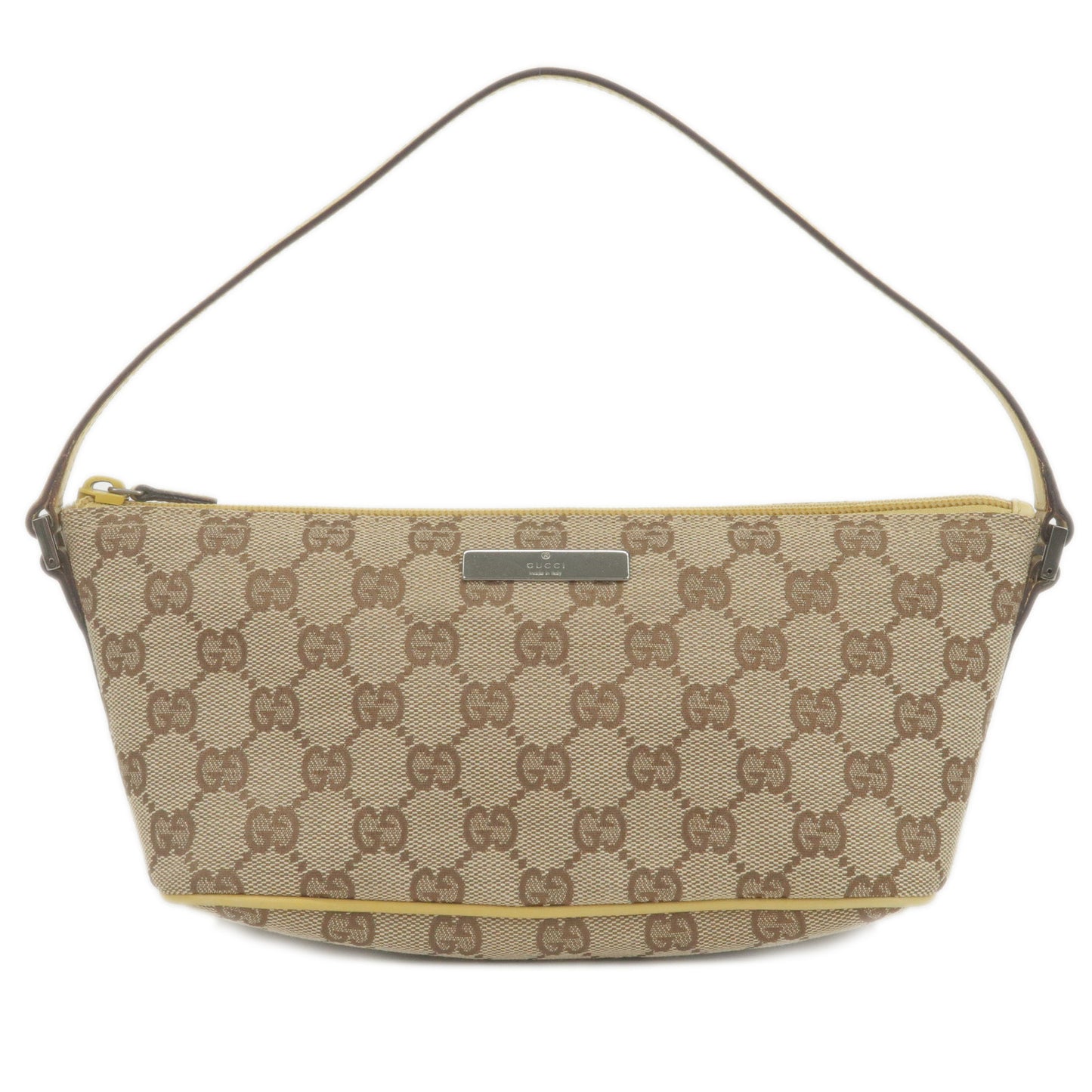 GUCCI-GG-Canvas-Leather-Boat-Bag-Hand-Bag-Beige-Yellow-07198