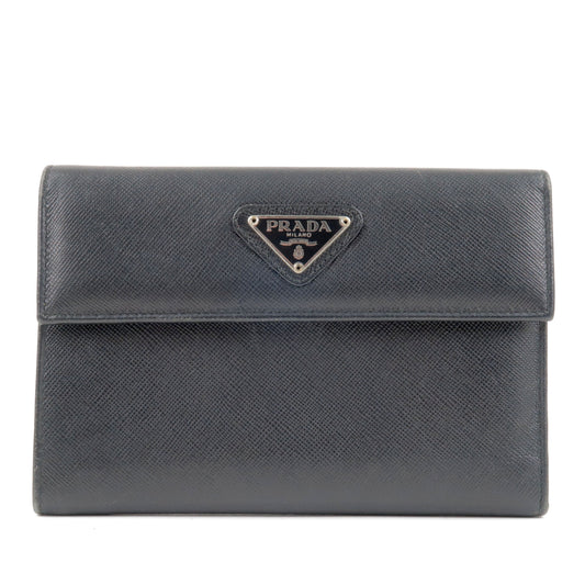 PRADA-Logo-Leather-Tri-Fold-Wallet-Black-M510A