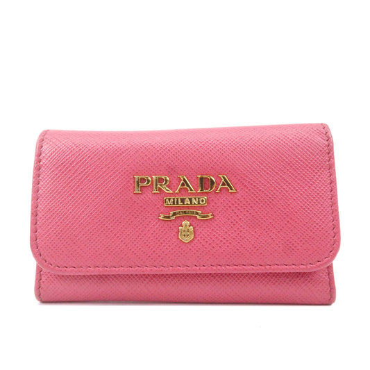 PRADA-Logo-Leather-6-Rings-Key-Case-Key-Holder-Pink-1PG222