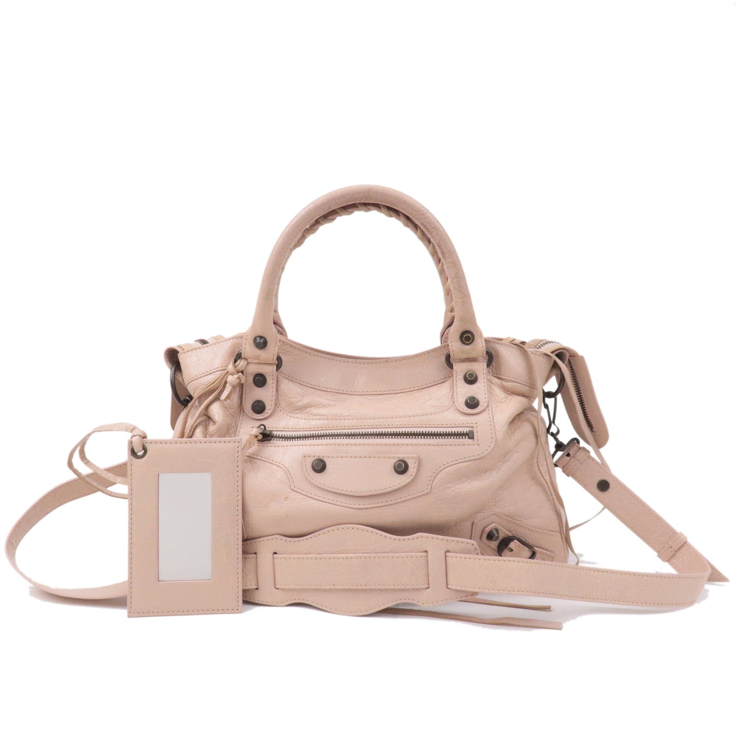 BALENCIAGA The Town Leather 2way Bag Hand Bag Pink Beige 240579
