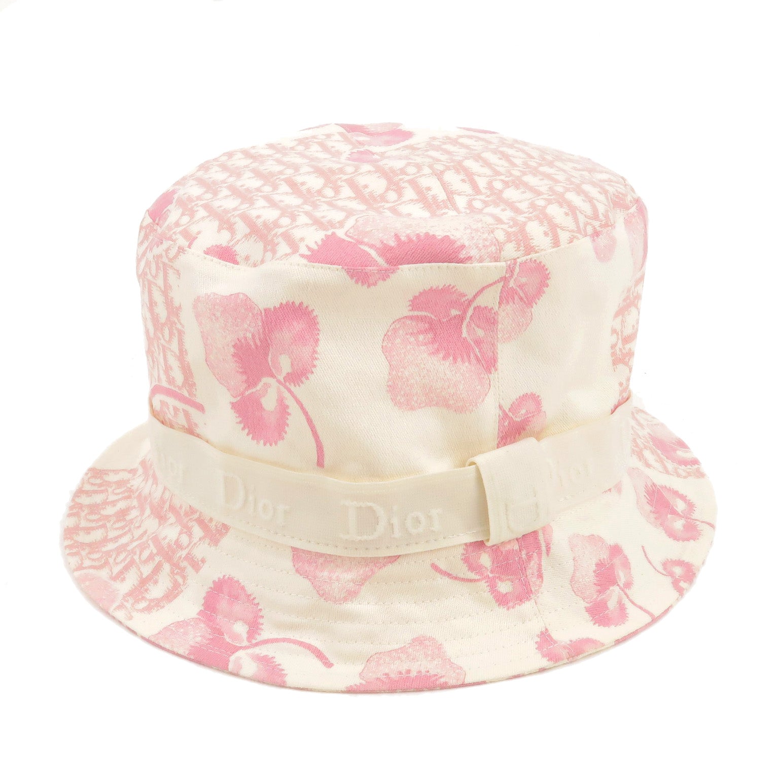 Christian-Dior-Trotter-Cotton-Bucket-Hat-Size-57-Pink-White
