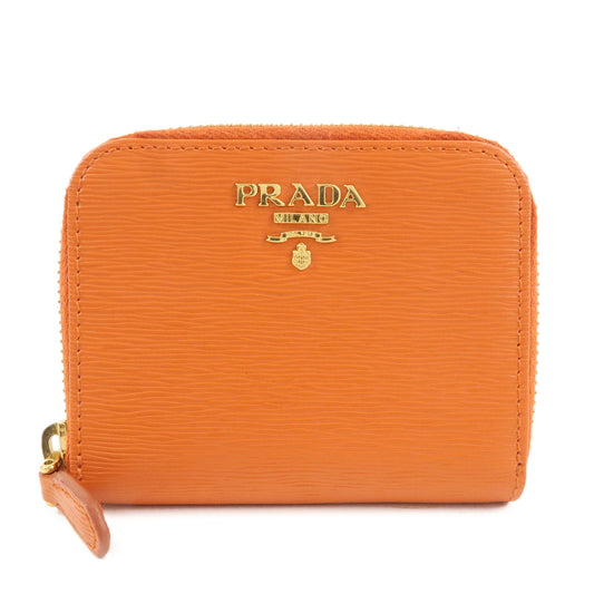 PRADA-Saffiano-Leather-Round-Zipper-Coin-Case-Orange