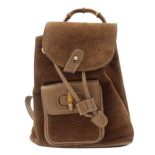 GUCCI-Bamboo-Suede-Leather-Mini-Back-Pack-Brown-003･2058･0030