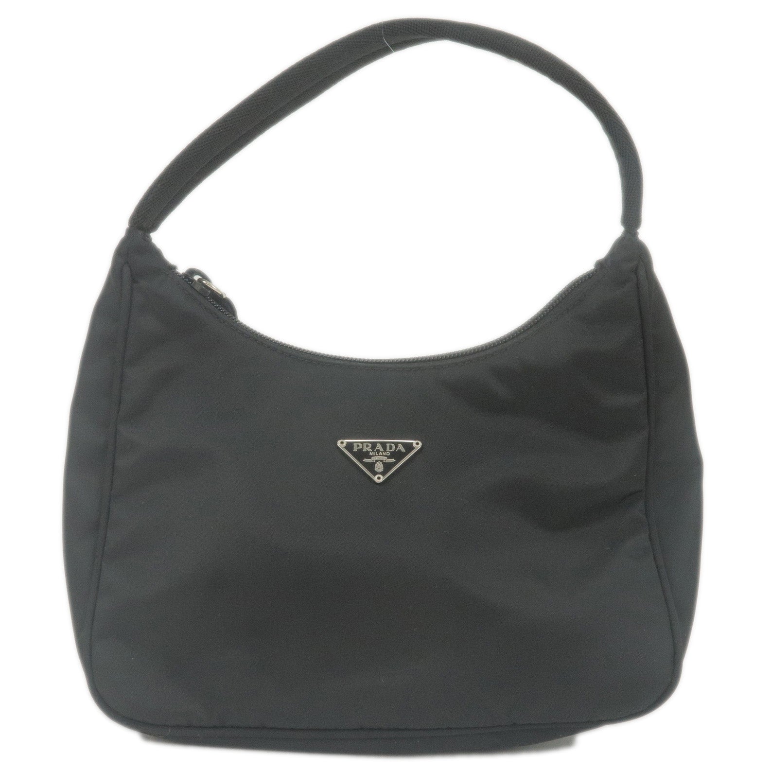 PRADA-Logo-Nylon-Pouch-Mini-Hand-Bag-Purse-NERO-Black-MV519