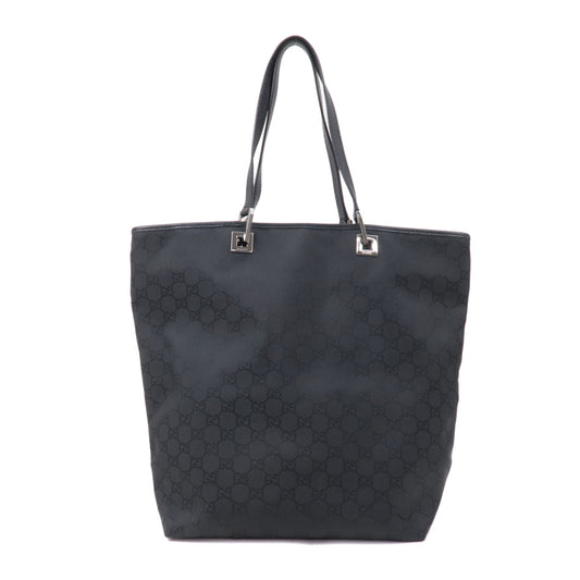 GUCCI-GG-Nylon-Leather-Tote-Bag-Hand-Bag-Black-268629