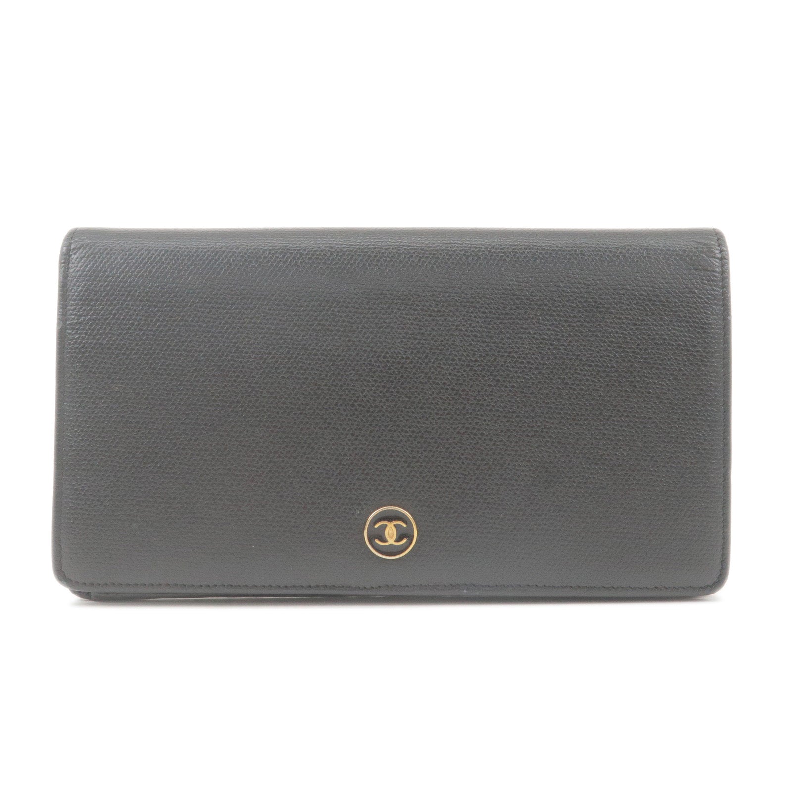 CHANEL-COCO-Button-Leather-Bi-Fold-Long-Wallet-Black-A20904 – dct