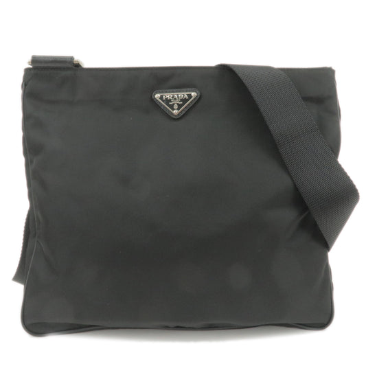 PRADA-Logo-Nylon-Leather-Shoulder-Bag-NERO-Black-VA0338