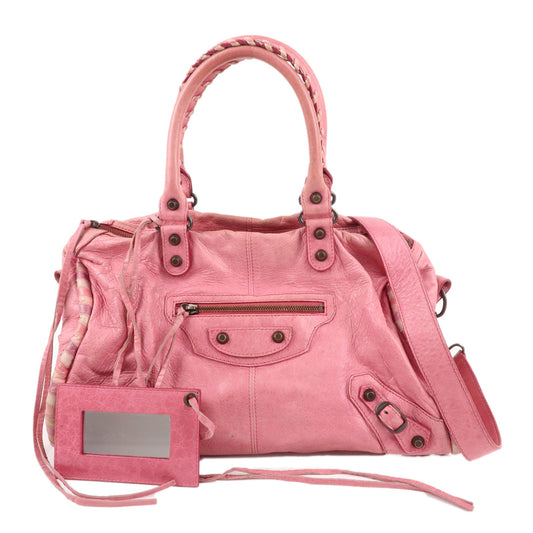 BALENCIAGA-The-City-Leather-2Way-Shoulder-Hand-Bag-Pink-246450