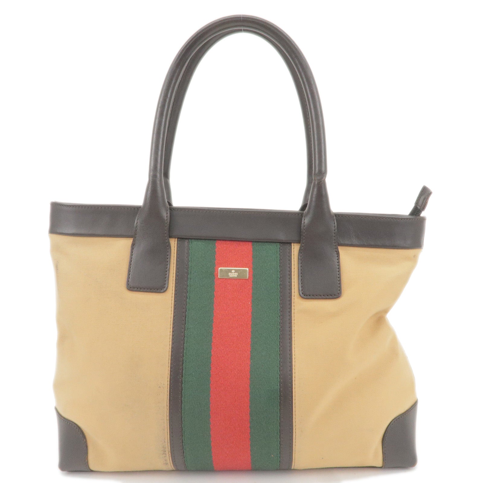GUCCI-Sherry-Canvas-Leather-Tote-Bag-Hand-Bag-Beige-002.119
