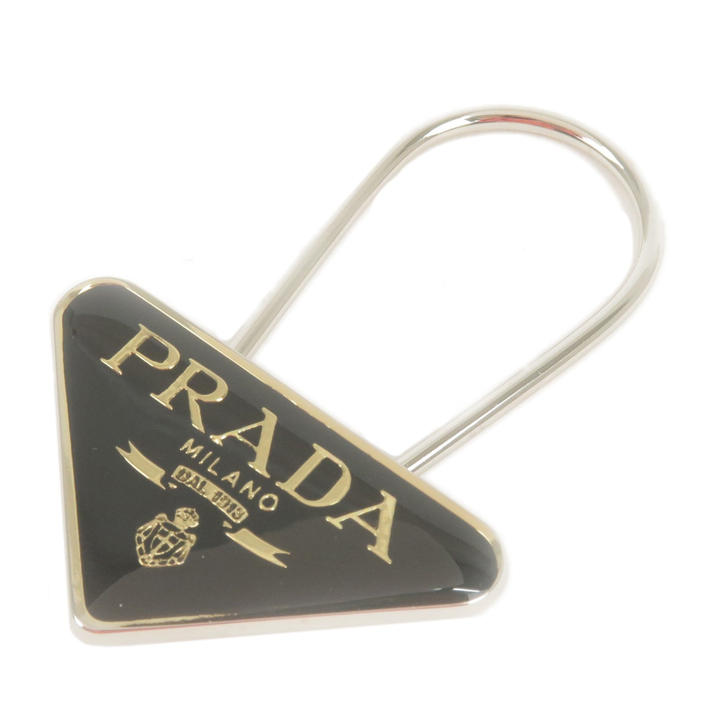 PRADA-Triangle-Logo-Key-Charm-Bag-Accessory-Black-Silver-M285