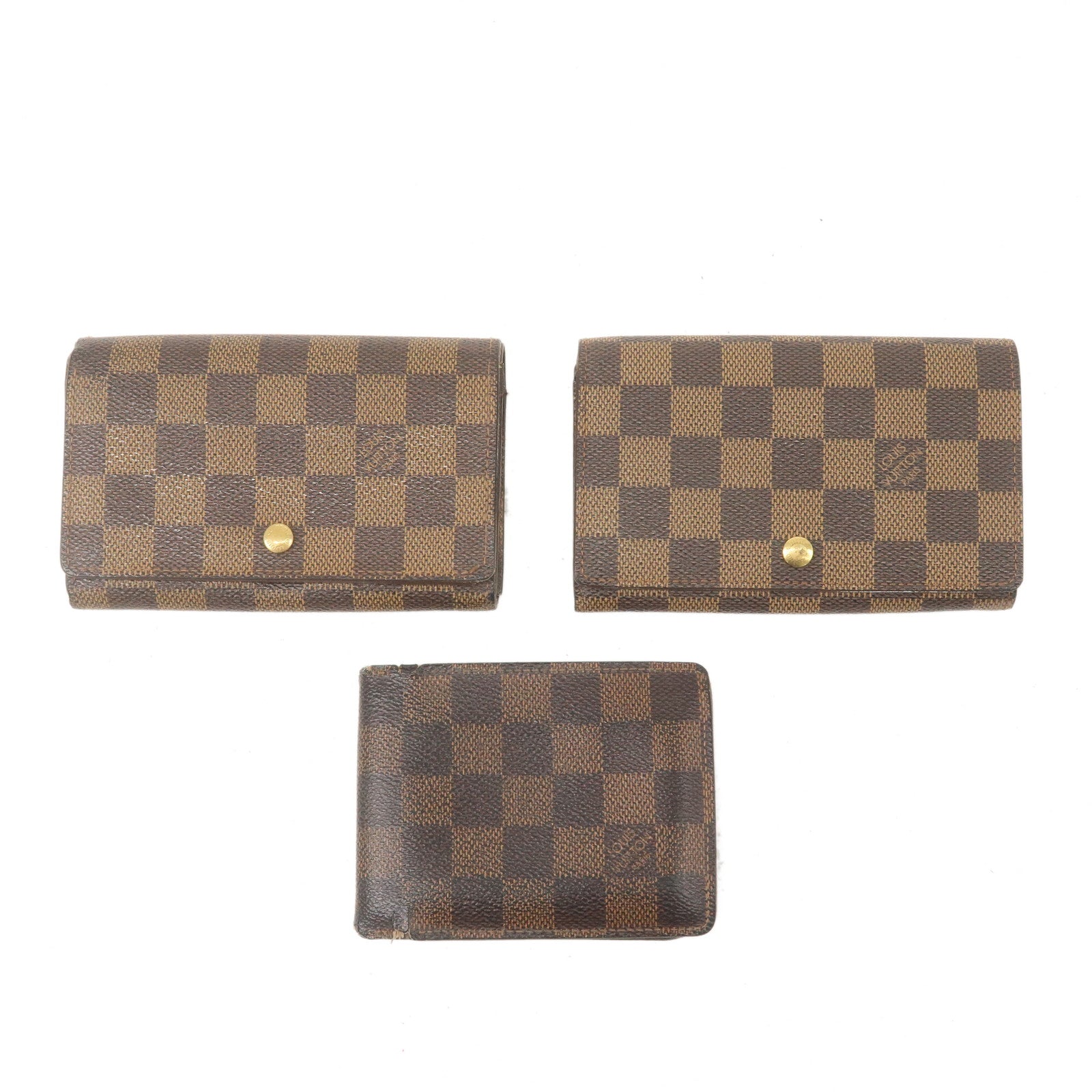 Louis-Vuitton-Damier-Set-of-3-Portofouille-Wallet-N61736-N60895