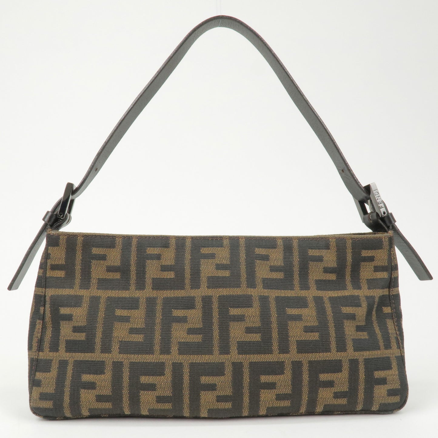 Vintage Fendi B Buckle Shoulder Bag FF Zucca Monogram Canvas Brown Leather  Purse