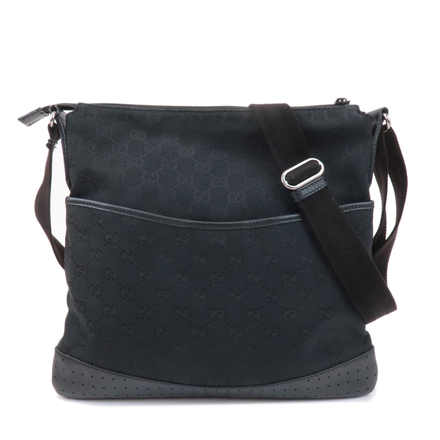 GUCCI GG Canvas Leather Shoulder Bag Crossbody Bag Black 145857