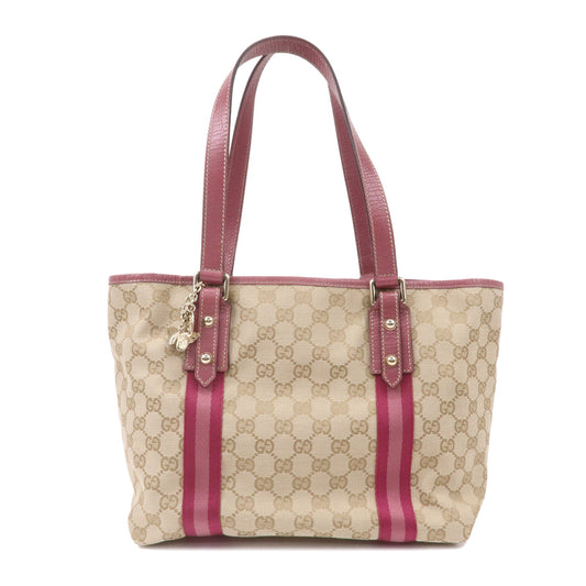 GUCCI-Sherry-GG-Canvas-Leather-Shoulder-Tote-Bag-Beige-Pink-137396