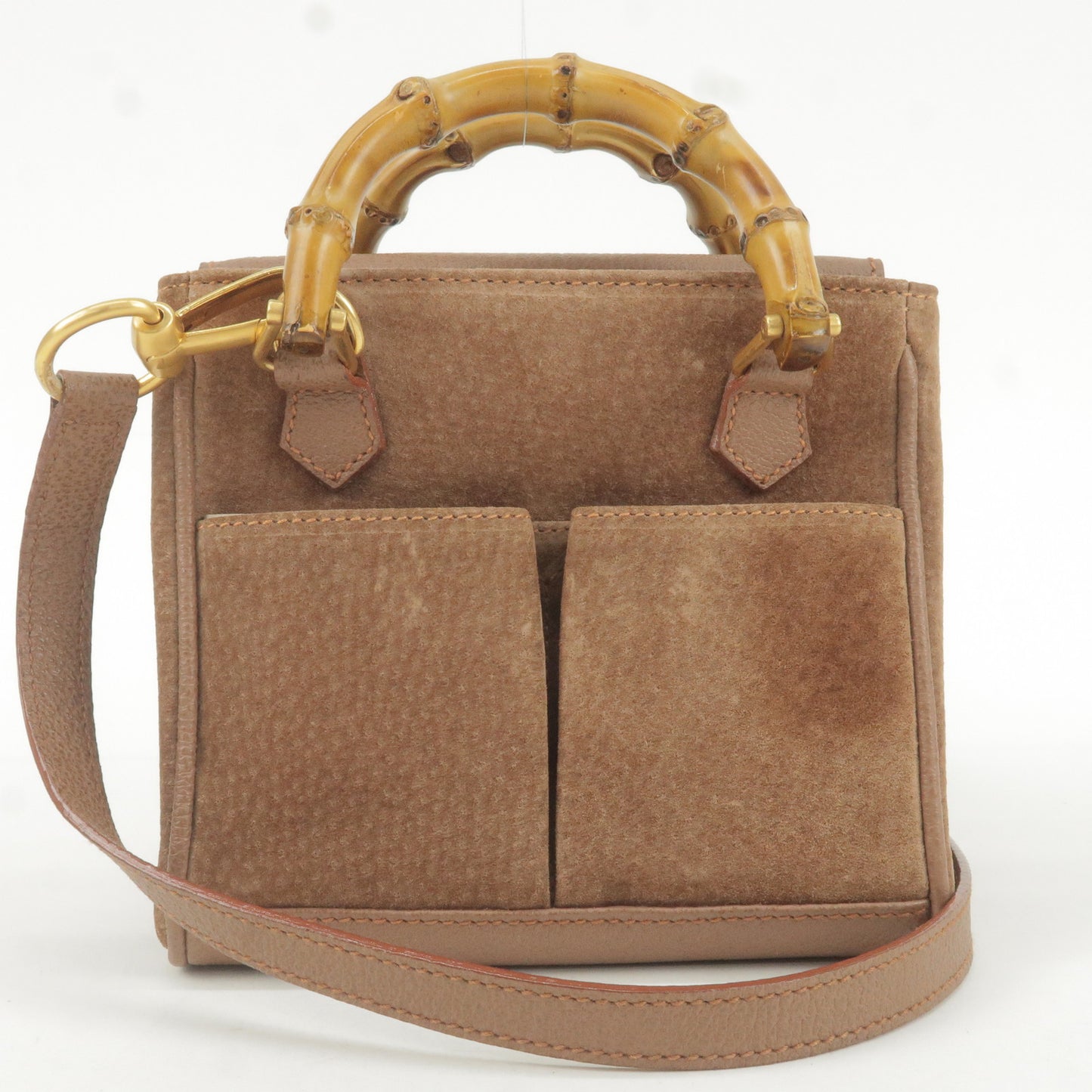 GUCCI Bammboo Suede Leather 2Way Mini Bag Brown 007.2214.0283