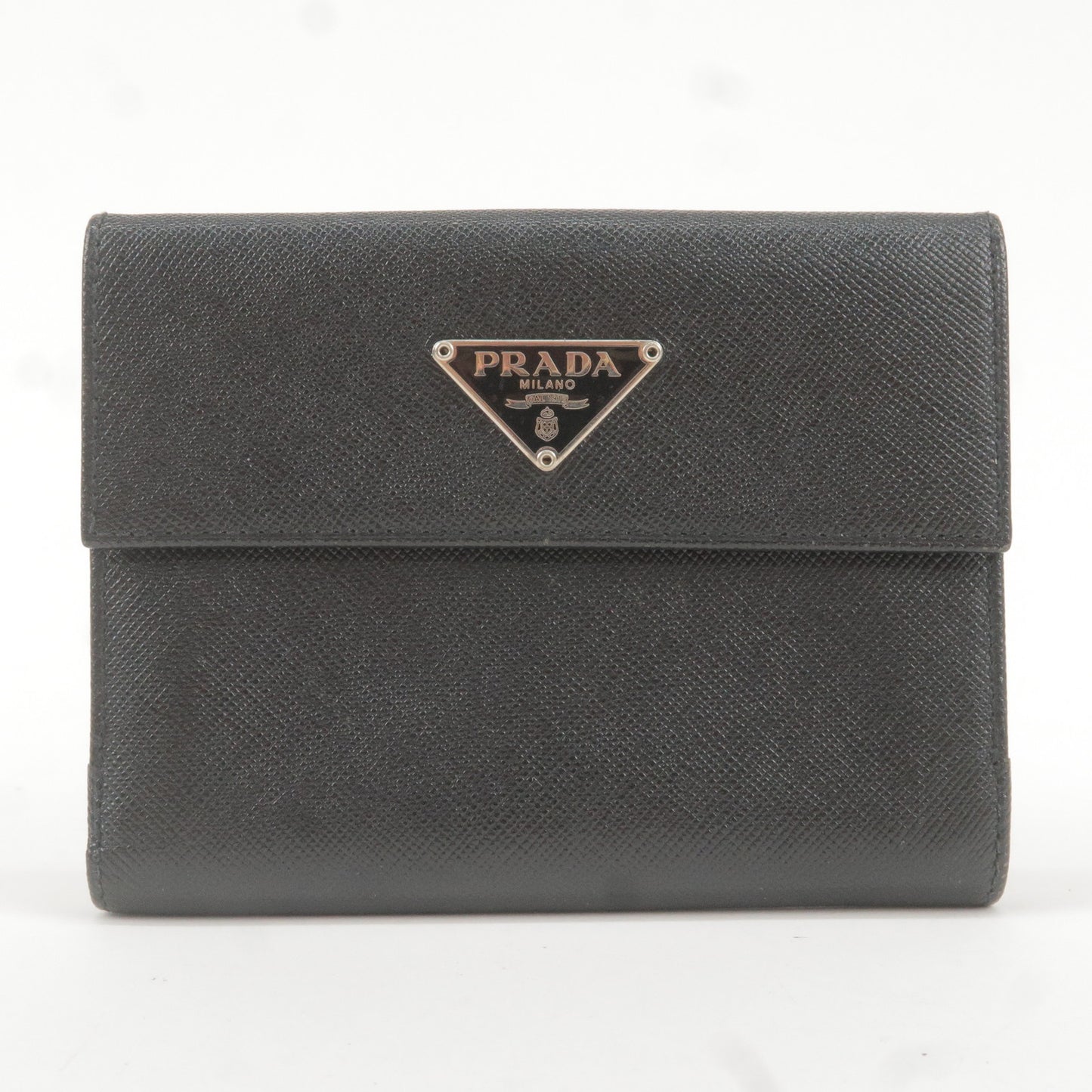 Prada Saffiano-leather Bi-fold Wallet - Grey