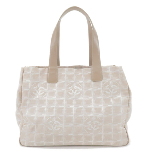 CHANEL-Travel-Line-Nylon-Jacquard-Leather-Tote-Bag-Beige-A15991