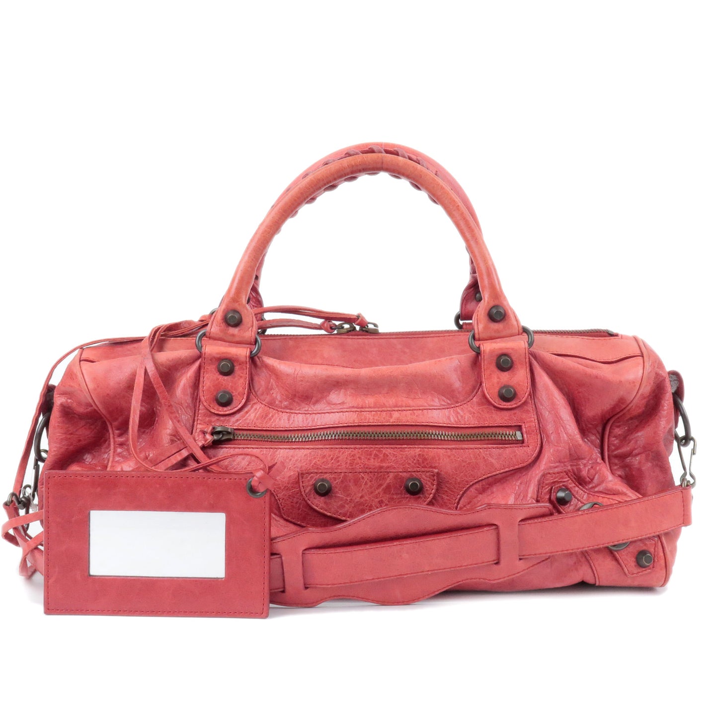 BALENCIAGA-The-Twigy-Leather-2Way-Hand-Bag-Shoulder-Bag-Red-128523