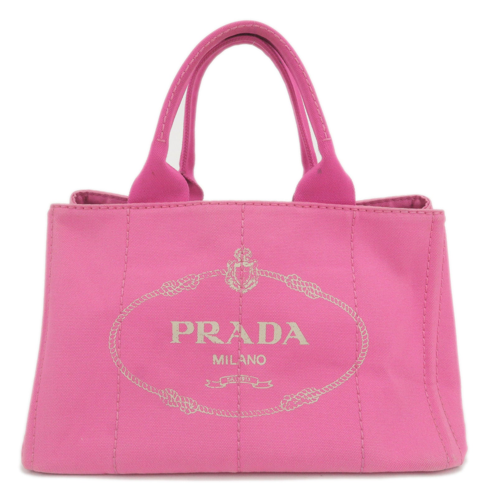 PRADA-Canapa-Canvas-Tote-Bag-Hand-Bag-Pink-BN1877