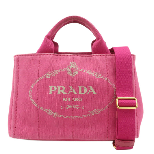 PRADA-Logo-Canapa-Mini-Canvas-2Way-Bag-Hand-Bag-Pink-B2439G
