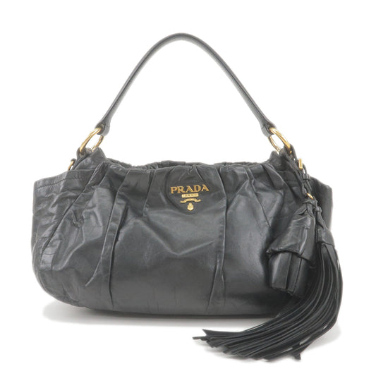 PRADA-Logo-Nylon-Leather-Chain-Shoulder-Bag-Purse-Black-BR0104