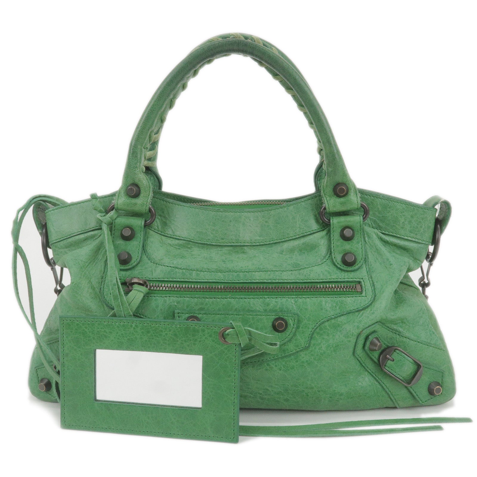 BALENCIAGA-The-First-Leather-2Way-Hand-Bag-Green-103208