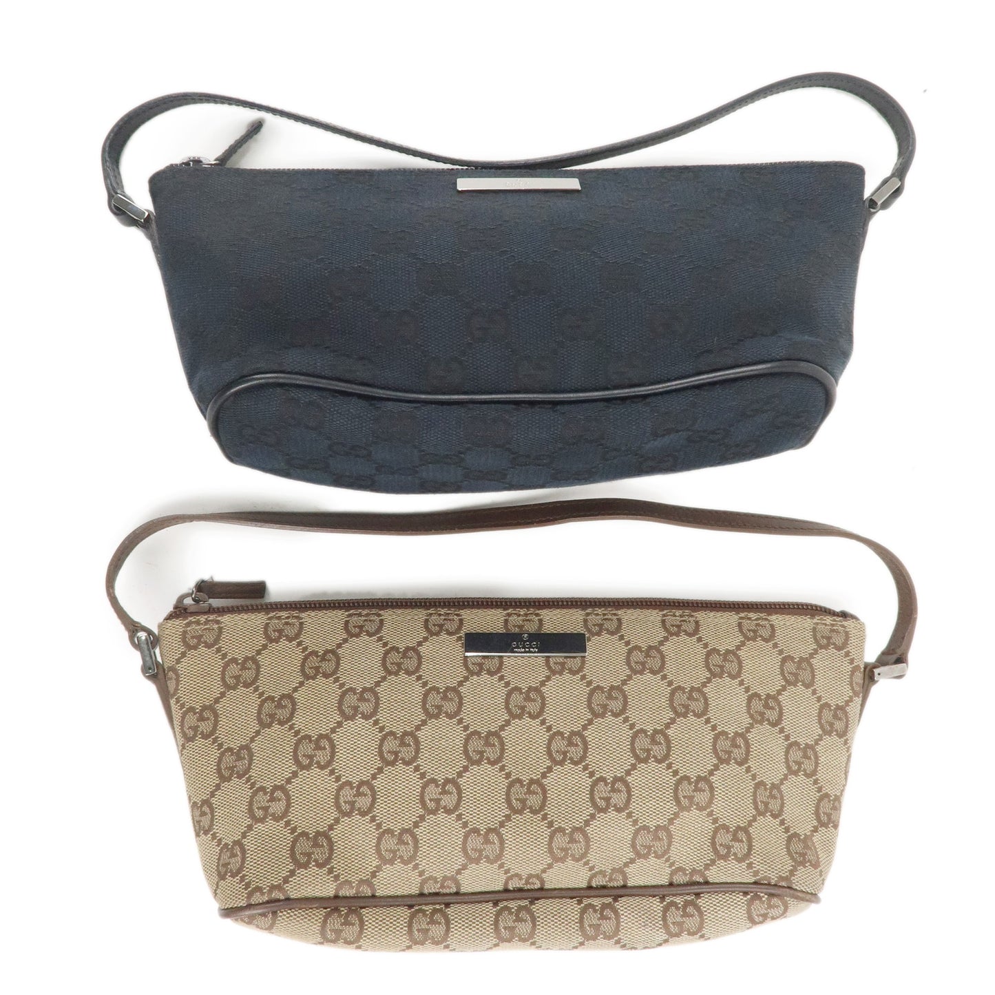 GUCCI Set of 2 Boat Bag GG Canvas Leather Hand Bag 07198