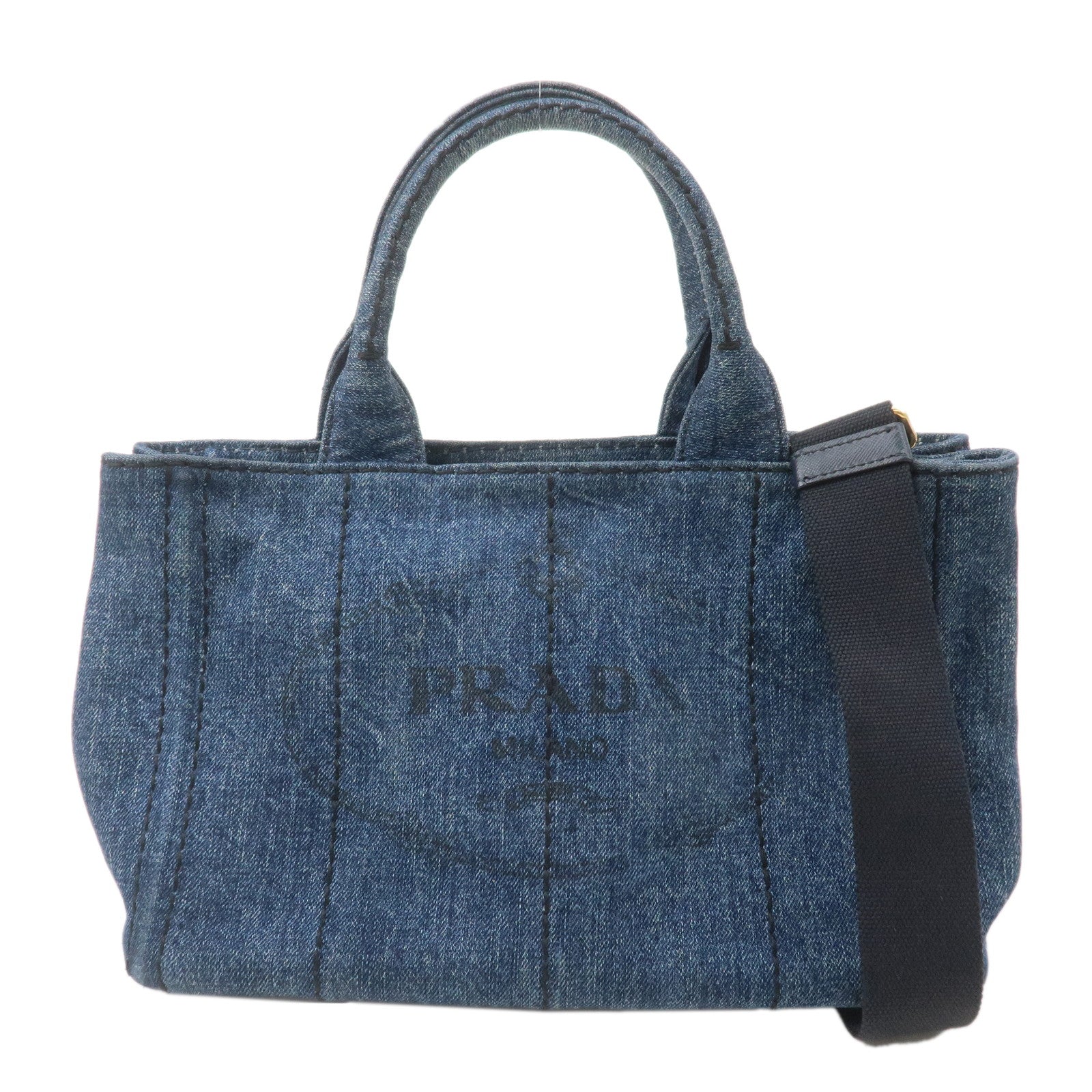 PRADA-Logo-Canapa-Mini-Canvas-2Way-Hand-Bag-Denim-Blue-1BG439