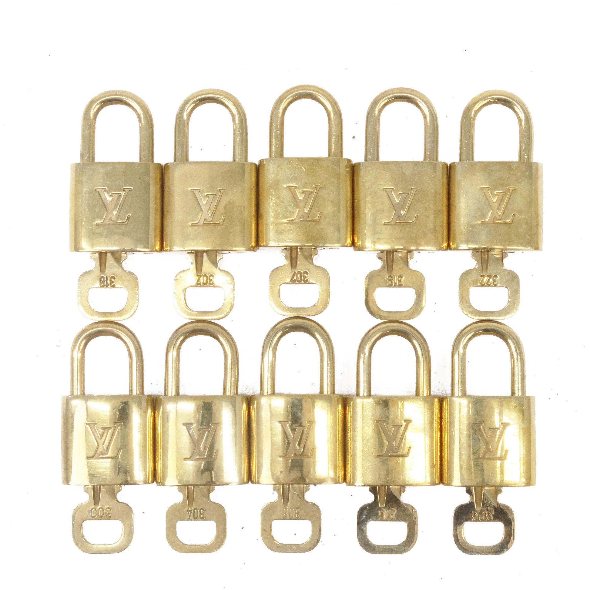 LV MONOGRAM LOUIS Vuitton PadLock Lock & 2 Key Brass Old Gold