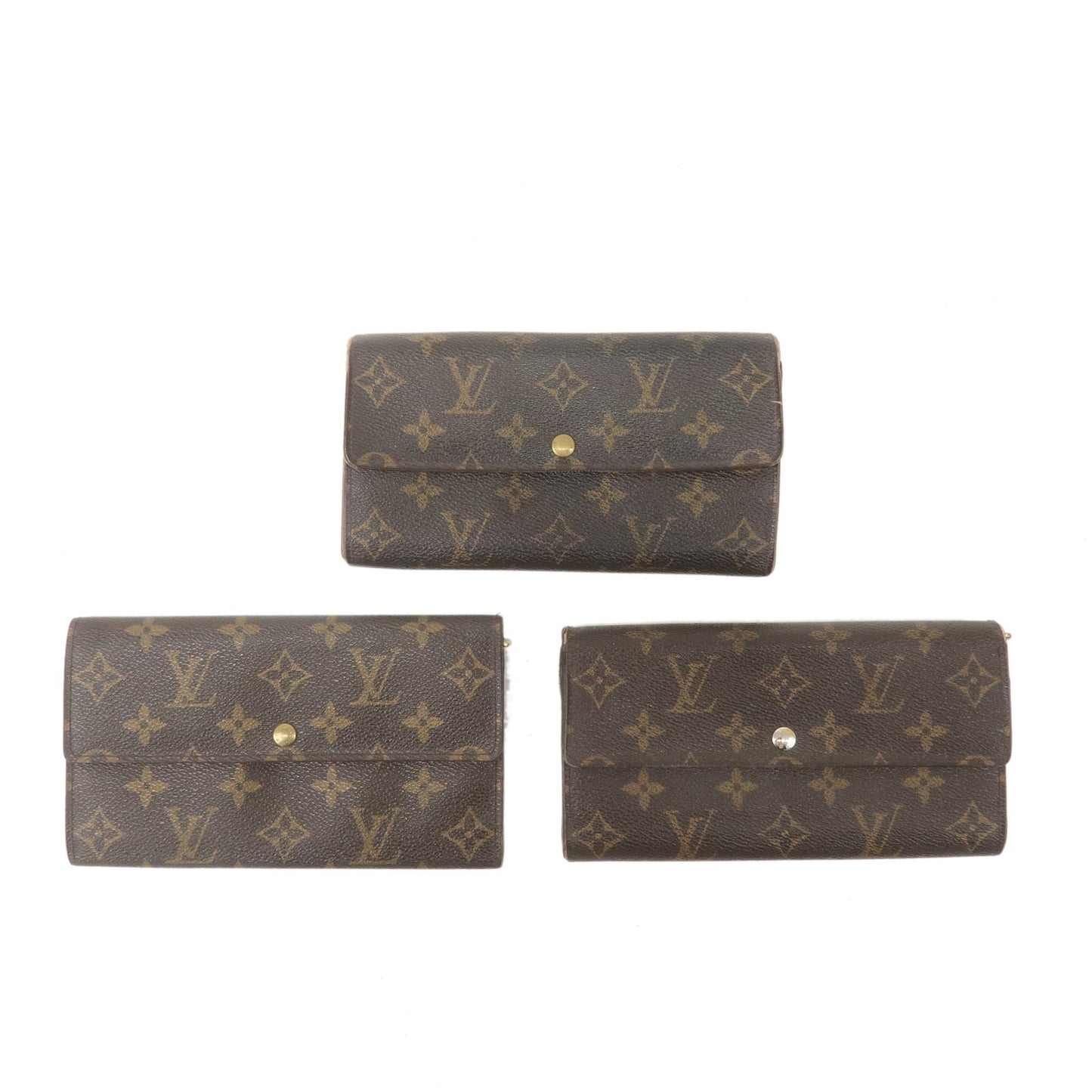 Louis Vuitton Monogram Set of 3 Long Wallet Brown M61725 M61734