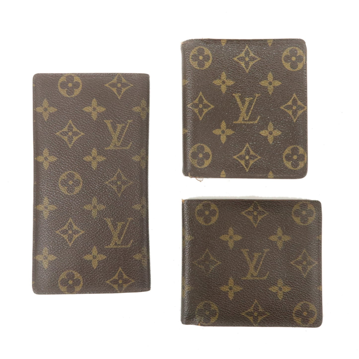 Louis-Vuitton-Monogram-Set-of-3-Small-Wallet-&-Bill-Wallet