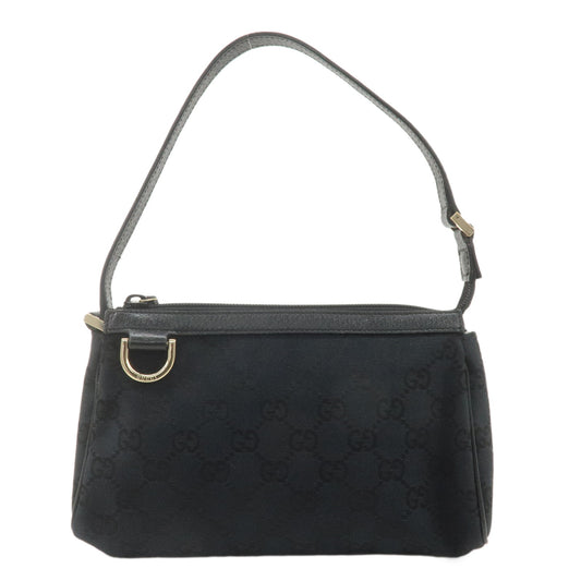 GUCCI-Abbey-GG-Canvas-Leather-Hand-Bag-Pouch-Black-145750