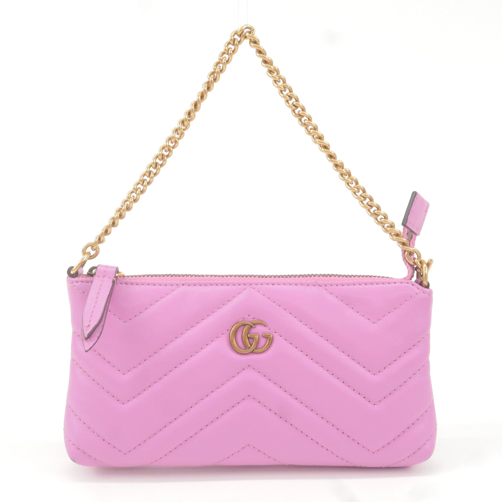 Gg marmont leather hot sale mini chain bag pink