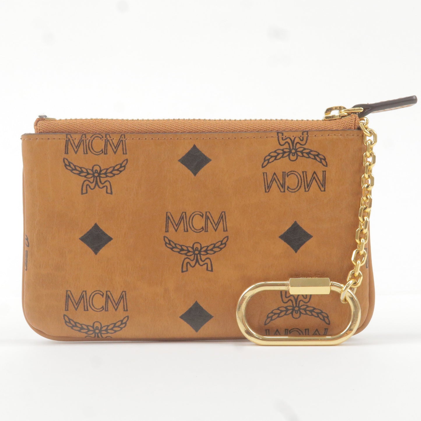 MCM Visetos Leather Key Case Coin Case Brown