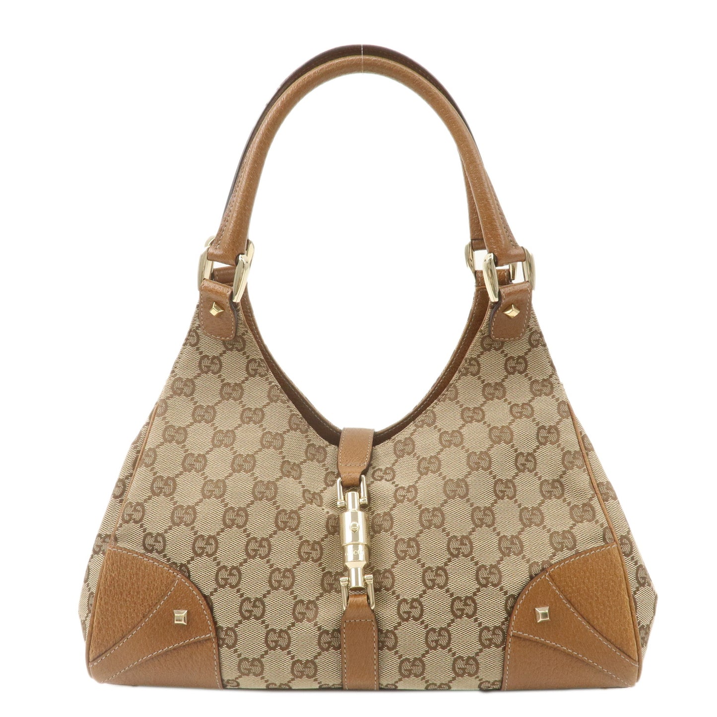 GUCCI-New-Jackie-GG-Canvas-Leather-Shoulder-Bag-Brown-124407