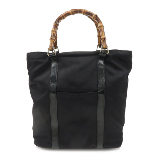 GUCCI-Bamboo-Nylon-Leather-Tote-Bag-Hand-Bag-Black-19980808