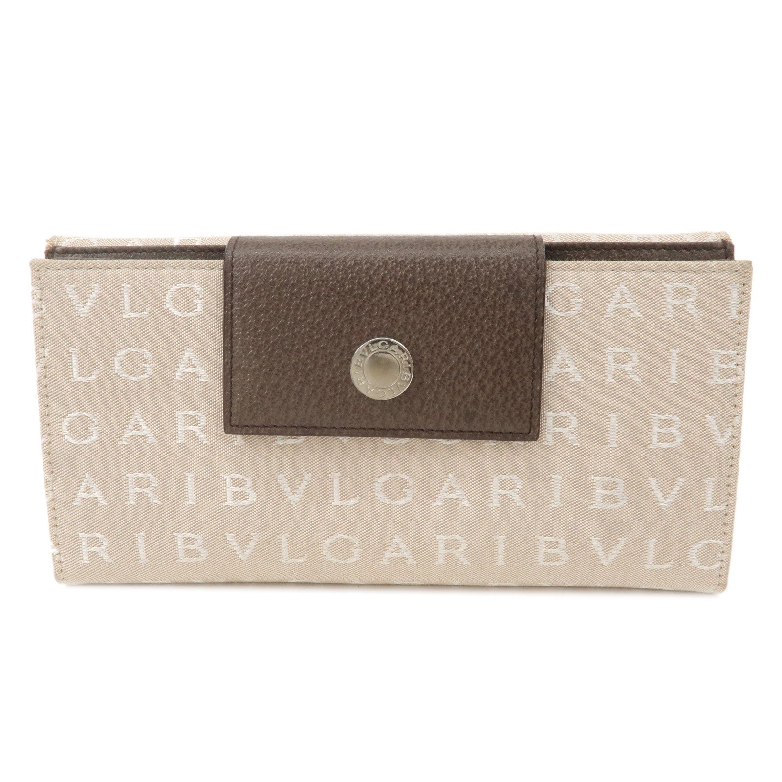 BVLGARI Logo Mania Canvas Leather W Hook Long Wallet