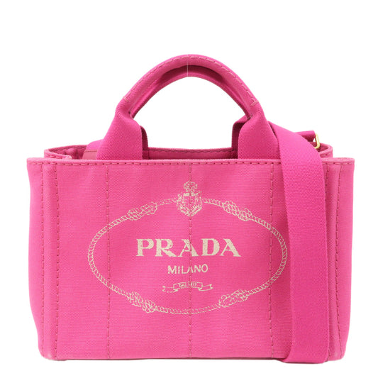 PRADA-Logo-Canapa-Mini-Canvas-2Way-Tote-Bag-Pink-1BG439