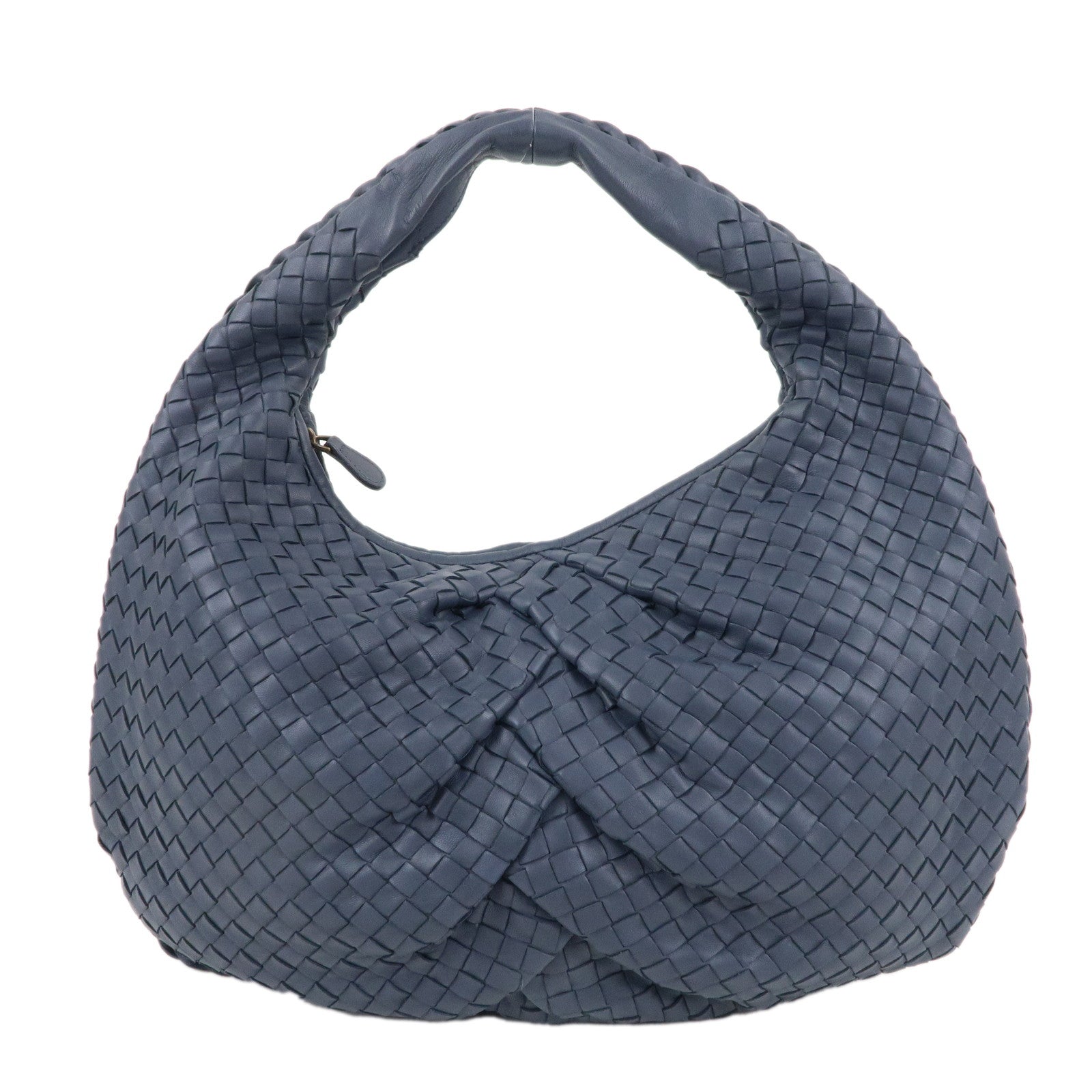 BOTTEGA-VENETA-Intrecciato-Hobo-Leather-Shoulder-Bag-Navy-115653