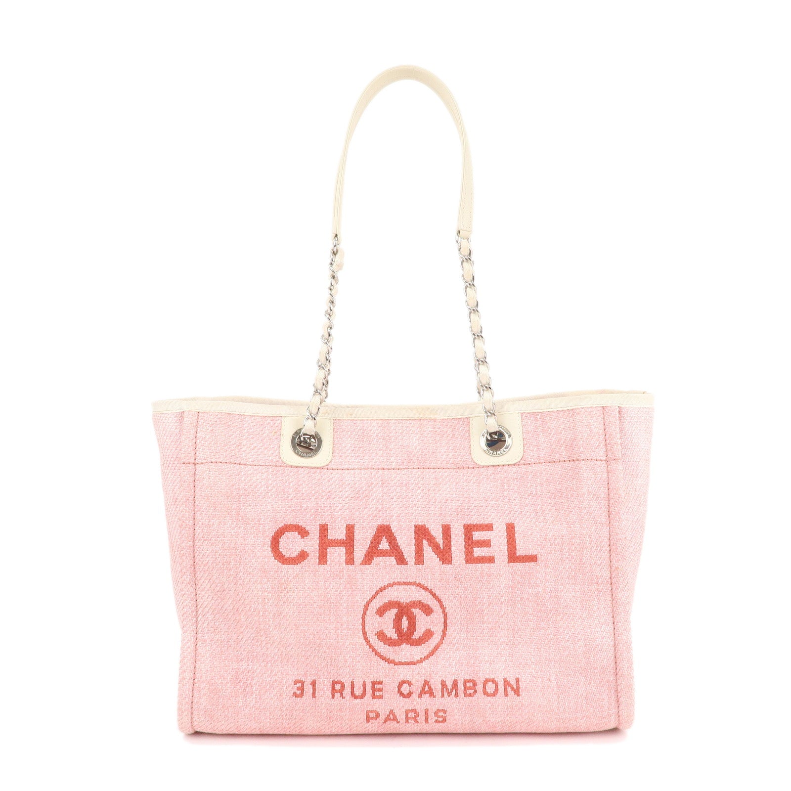 Chanel Pink Canvas and Leather Large Deauville Shopper Tote at