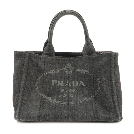 PRADA-Logo-Canapa-Mini-Canvas-Tote-Bag-Denim-Black-1BG439