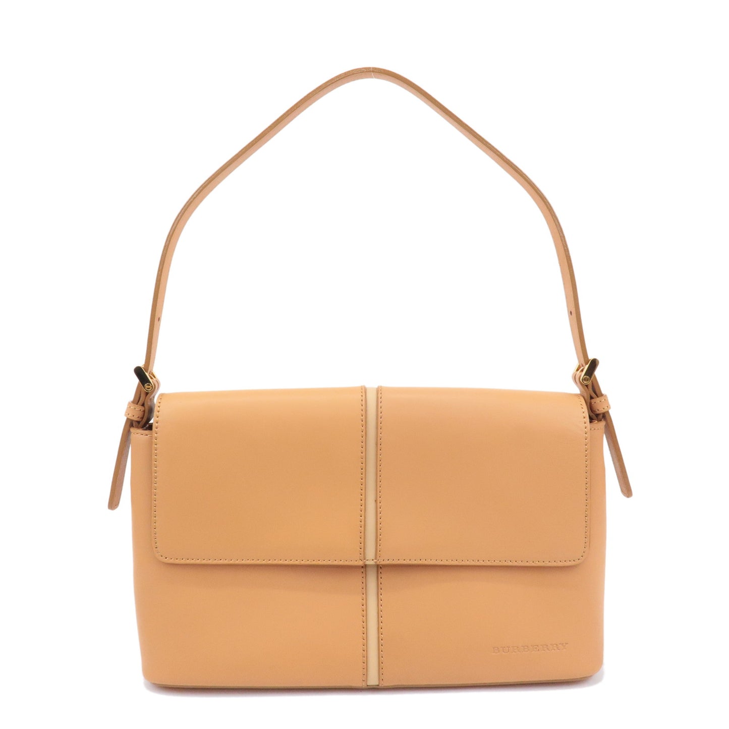 BURBERRY-Leather-Shoulder-Bag-Hand-Bag-Beige